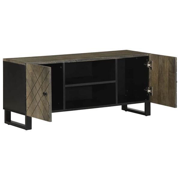 vidaXL Mobile Porta TV Nero 105x33x46 cm in Legno Massello di Mango