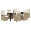 vidaXL Set da Pranzo per Giardino con cuscino 7 pcs Beige polyrattan