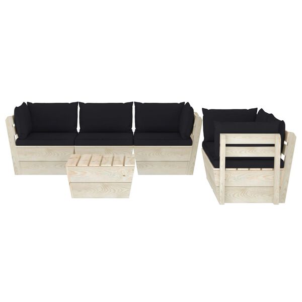 vidaXL Set Divani da Giardino su Pallet 6 pz con Cuscini Legno Abete