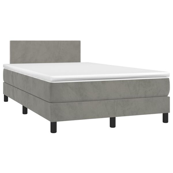 vidaXL Letto a Molle con Materasso e LED Grigio Chiaro 120x200 cm Velluto
