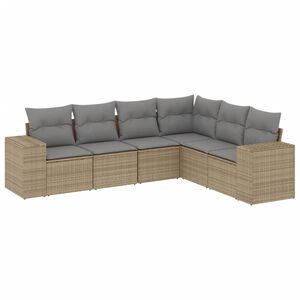 vidaXL Set Divano da Giardino 6 pz con Cuscini Beige in Polyrattan