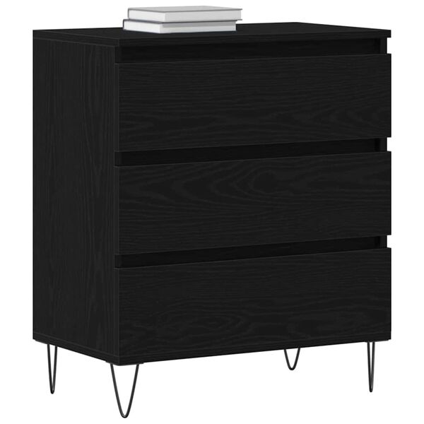 vidaXL Credenza Rovere Nero 60 x 35 x 70 cm Legno multistrato
