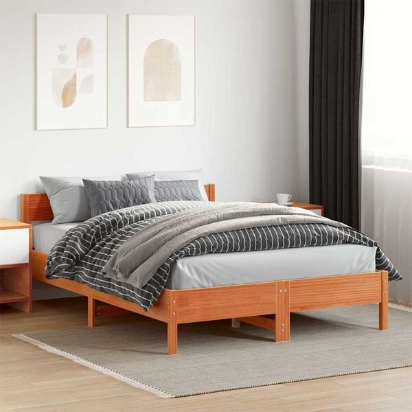 vidaXL Letto senza Materasso Marrone Cera 150x200 cm in Legno di Pino