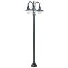 vidaXL Lampione da Giardino E27 220 cm Alluminio 3 Lampade Verde Scuro