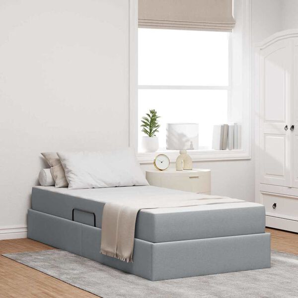 vidaXL Letto con contenitore e materasso Grigio chiaro 100 x 200 cm