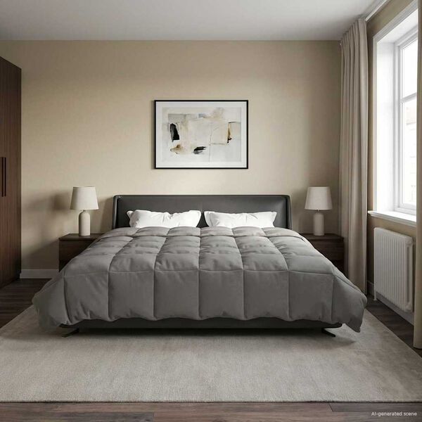 vidaXL Piumone Completo Annuale Grigio chiaro 220 x 260 cm Microfibra