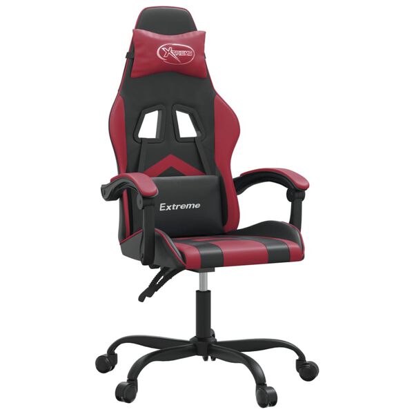 vidaXL Sedia Gaming Nero e Rosso Vino in Similpelle