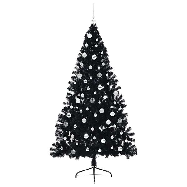 vidaXL Albero di Natale artificiale con luci integrate Nero 210 cm PVC