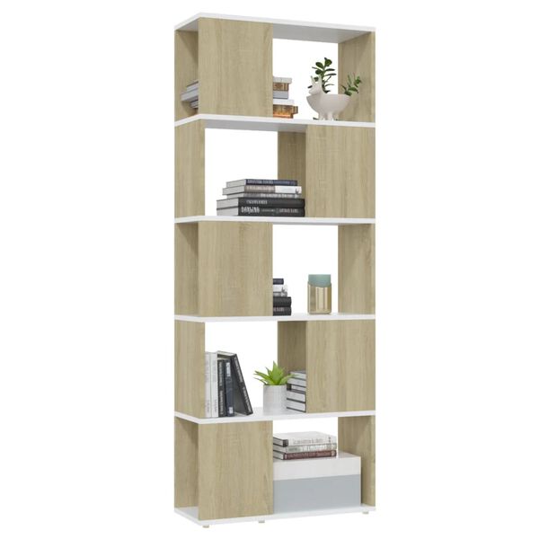 vidaXL Libreria/Divisorio Bianco e Rovere Sonoma 60x24x155 cm