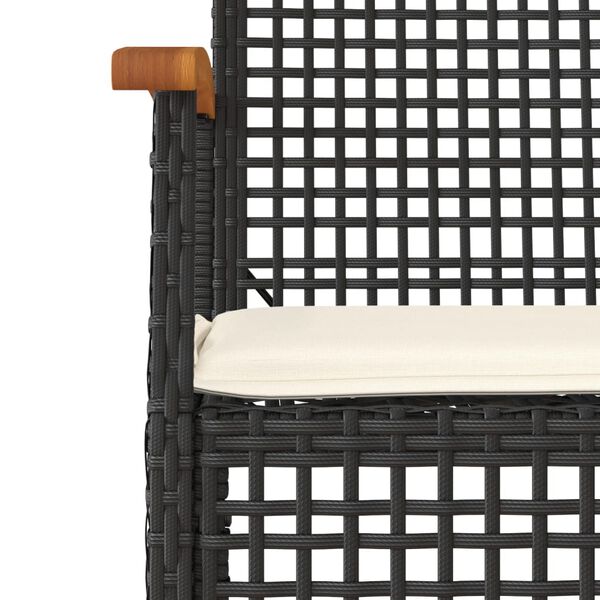vidaXL Set da Pranzo da Giardino 3 pz con Cuscini Nero in Polyrattan