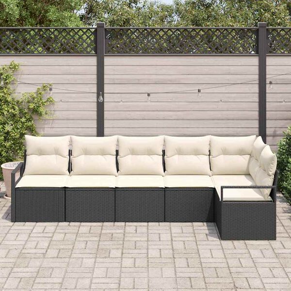 vidaXL Set di divani 6 pcs Nero polyrattan