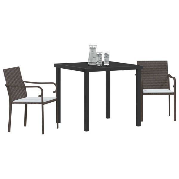vidaXL Set da Pranzo per Giardino 3 pcs Marrone e Nero Rattan in PE