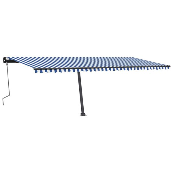 vidaXL Tenda da Sole Retrattile Manuale con LED 600x350 cm Blu Bianco
