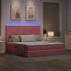 vidaXL Letto con luci a strisce a LED Rosa 180 x 200 cm Velluto