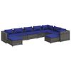 vidaXL Set Divani da Giardino 9 pz con Cuscini in Polyrattan Grigio