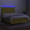 vidaXL Letto a Molle con Materasso e LED Verde 140x200 cm in Tessuto