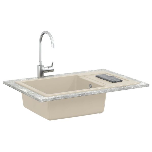 vidaXL Lavello Beige 780 x 500 mm 80% Quarzo e 20% Resina