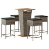 vidaXL Set Bar da Giardino 5 pz con Cuscini in Polyrattan Grigio