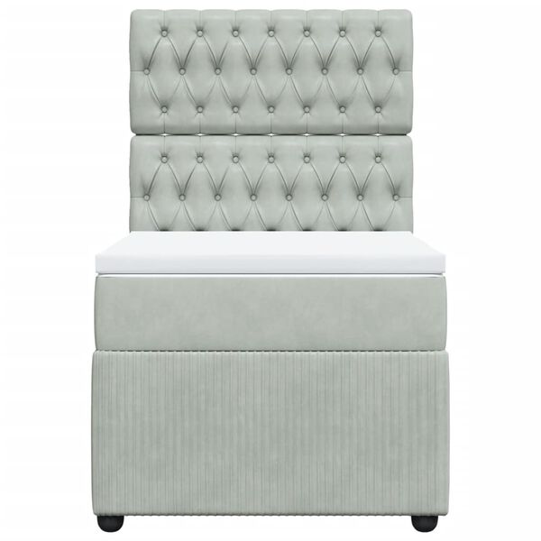 vidaXL Giroletto a Molle con Materasso Grigio Chiaro 100x200cm Velluto