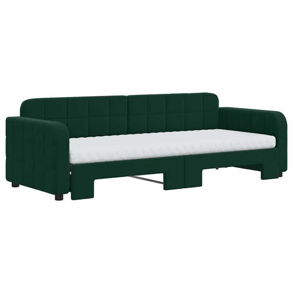 vidaXL Divano Letto Estraibile Materassi Verde Scuro 80x200 Velluto