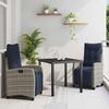 vidaXL Set da Pranzo per Giardino con cuscino 3 pcs Grigio polyrattan
