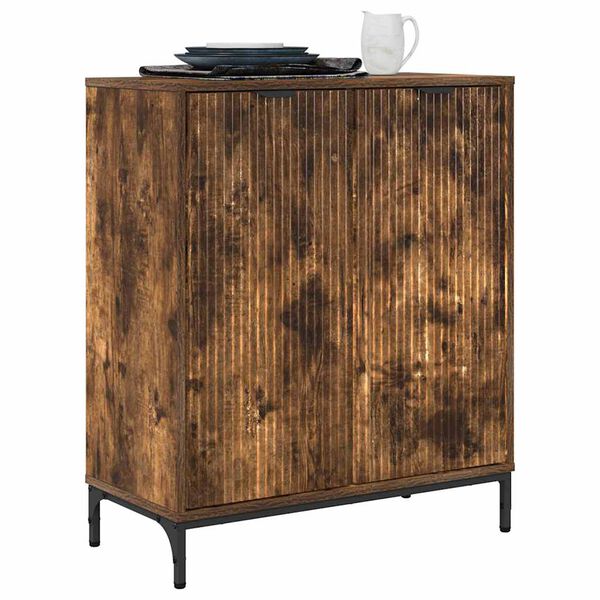 vidaXL Credenza Rovere fum&eacute; 69,5 x 33 x 82 cm Legno multistrato