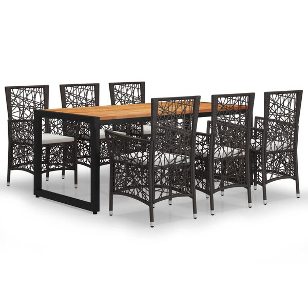 vidaXL Set Mobili da Pranzo per Giardino 7 pz Marrone