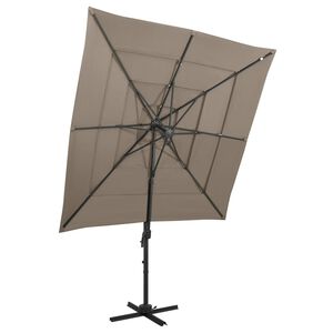 vidaXL Ombrellone a Sbalzo 4 Livelli Palo Alluminio 250x250 cm Tortora