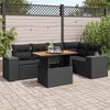 vidaXL Set Divano da Giardino 6 pz con Cuscini Nero in Polyrattan