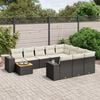 vidaXL Set Divani da Giardino 11 pz con Cuscini in Polyrattan Nero
