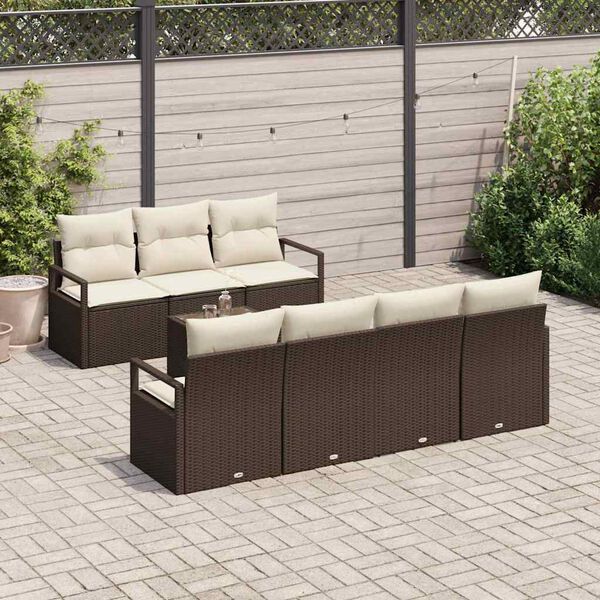 vidaXL Set di divani 8 pcs Marrone e Crema polyrattan