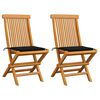 vidaXL Sedie da Giardino con Cuscini Neri 2 pz in Massello di Teak
