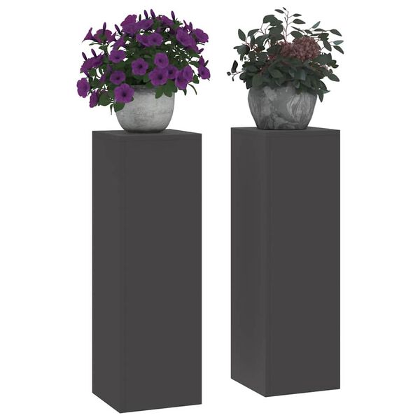 vidaXL Supporto per piante 2 pcs Nero 24 x 24 x 75 cm Acciaio