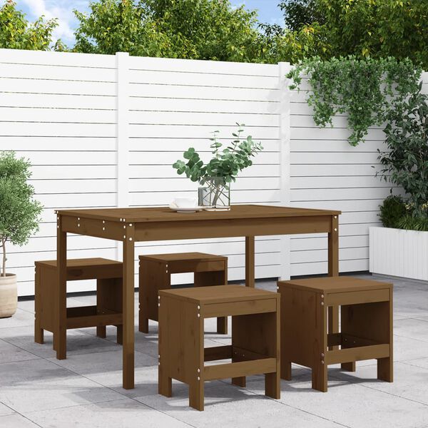 vidaXL Set da Pranzo da Giardino 5 pz ambra in Legno Massello di Pino