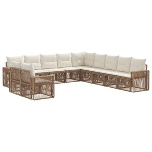 vidaXL Set Divano da Giardino 11 pz Beige e Bianco Crema polyrattan