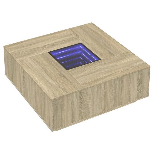 vidaXL Tavolino da Salotto con LED Infinity Rovere Sonoma 100x100x40cm