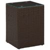 vidaXL Tavolino Servizio Piano in Vetro Marrone 35x35x52 cm Polyrattan