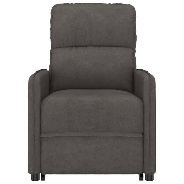 vidaXL Poltrona Alzapersona Massaggio Grigio Scuro Tessuto Microfibra