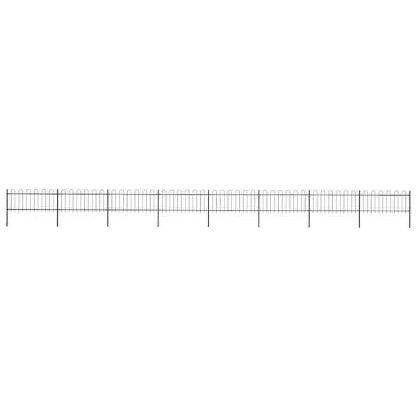 vidaXL Recinzione da Giardino con Parte Superiore ad Anello in Acciaio 1426x80 cm Nera