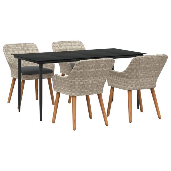 vidaXL Set da Pranzo per Giardino 5 pcs Grigio chiaro polyrattan