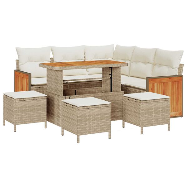 vidaXL Set Divano da Giardino 9 pcs Beige e Crema polyrattan