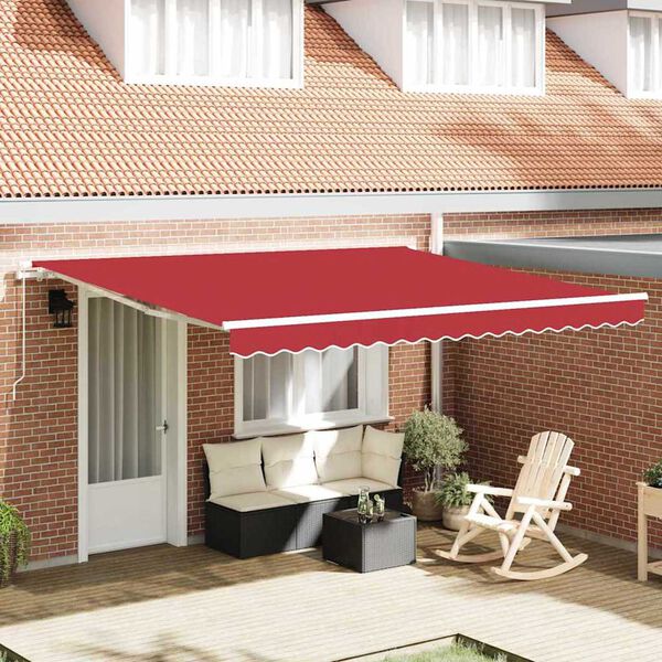 vidaXL Tenda Retrattile Rosso 400 × 350 cm Tessuto e Metallo