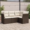 vidaXL Set Divano da Giardino 4 pz con Cuscini Marrone in Polyrattan