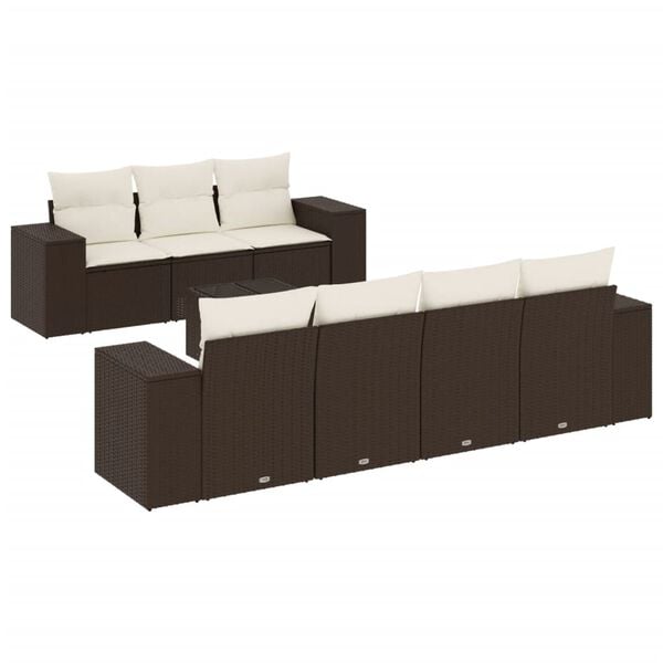 vidaXL Set Divani da Giardino 8 pz con Cuscini Marrone in Polyrattan
