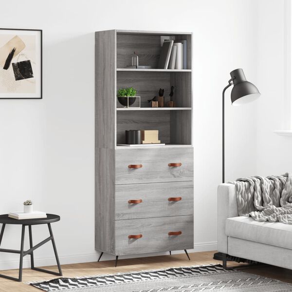 vidaXL Credenza Grigio Sonoma 69,5x34x180 cm in Legno Multistrato