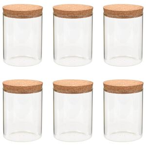 vidaXL Barattoli in Vetro con Coperchio in Sughero 6 pz 650 ml