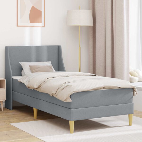 vidaXL Struttura letto con materasso Grigio chiaro 90 x 200 cm Tessuto