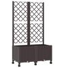vidaXL Vaso da giardino con grigliato e ruote Marrone 80 x 40 x 146 cm