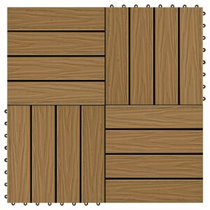 vidaXL Piastrelle Decking 11pz Goffrature WPC 30x30 cm 1 mq Color Teak