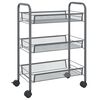 vidaXL Carrello da Cucina con 3 Ripiani Grigio 46x26x64 cm in Ferro